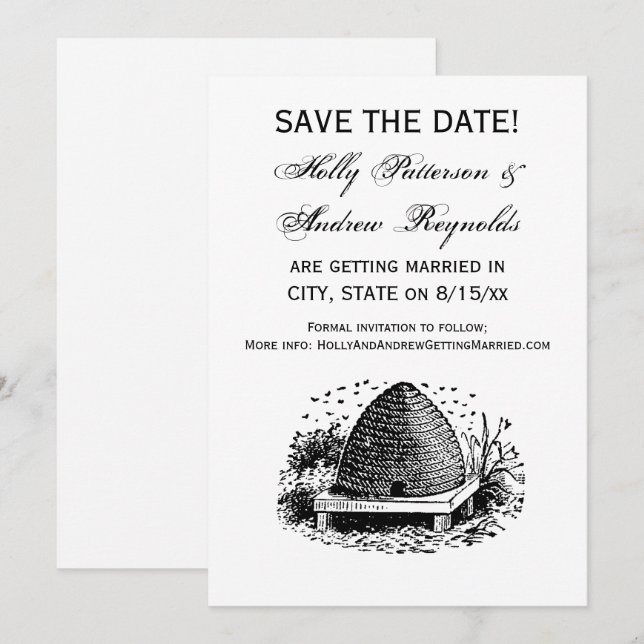 Invitation Ruche et Abeilles #1 Heraldique Vintage (Devant / Derrière)