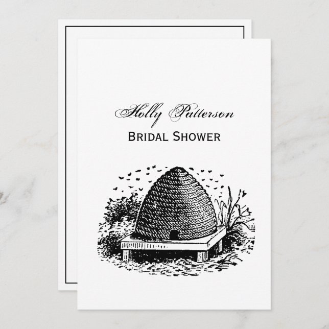 Invitation Ruche et Abeilles #1 Héraldique Vintage (Devant / Derrière)