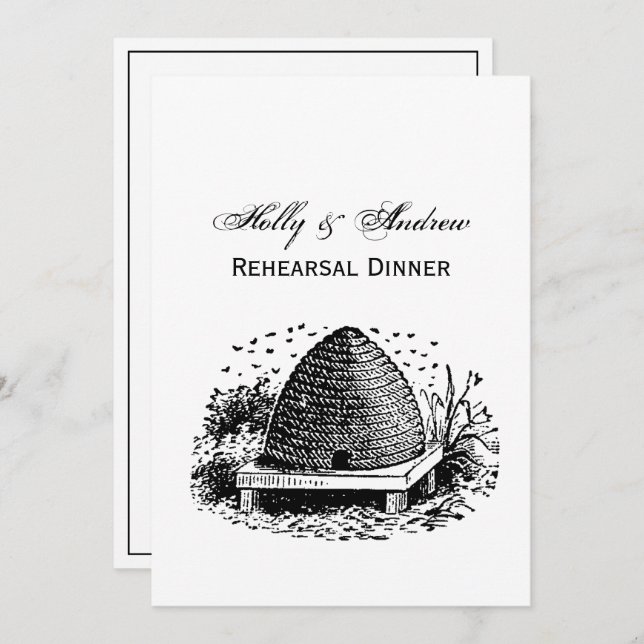 Invitation Ruche et Abeilles #1 Héraldique Vintage (Devant / Derrière)