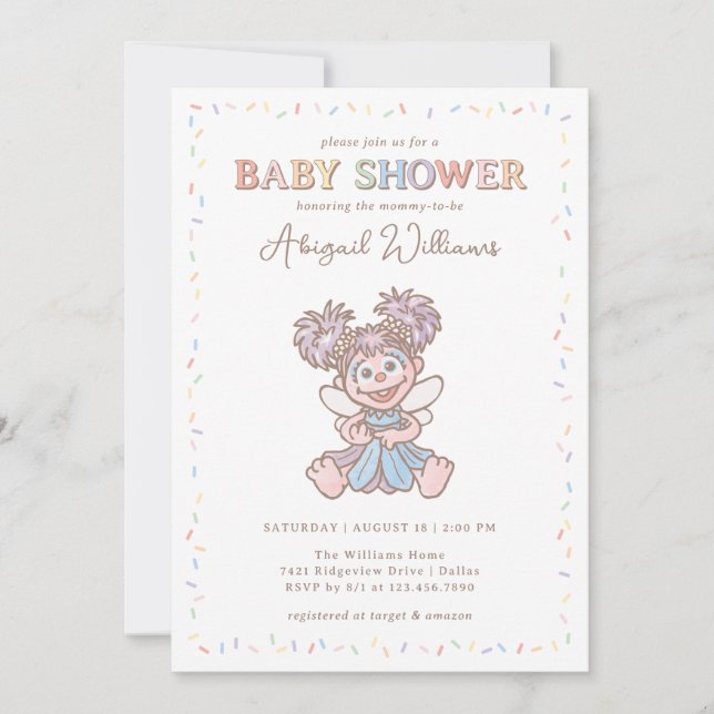 Invitation Rue Sésame Abby Cadabby Baby shower Confetti (Devant)