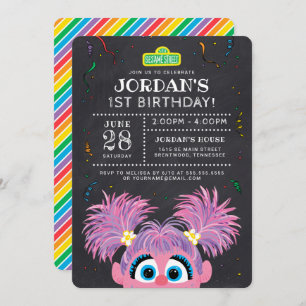 Invitation Rue Sésame Abby Cadabby Chalkboard Anniversaire