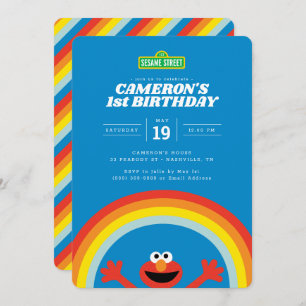 Invitation Rue Sésame   Anniversaire d'Elmo Rainbow