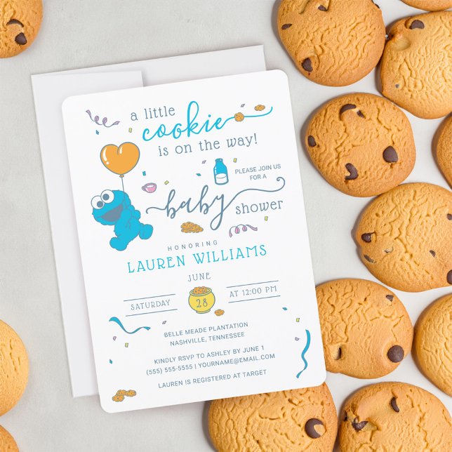 Invitation Rue Sésame | Baby shower Monster de cookies (Card with cookies)