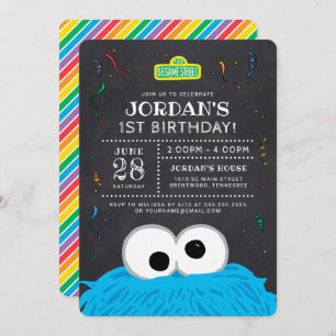 Invitation Rue Sésame Cookie Monster Chalkboard Anniversair