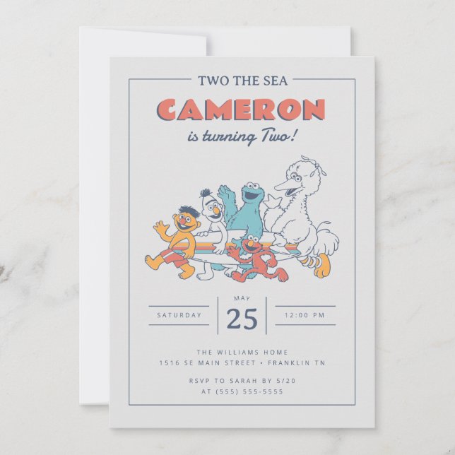 Invitation Rue Sésame | Deux pour la mer Anniversaire d'été (Devant)