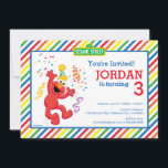 Invitation Rue Sésame | Elmo - Arc-en-ciel 3ème anniversaire<br><div class="desc">Regardez Elmo, dansant le monstre de la petite fête ! Un design lumineux, gai et coloré qui vous est apporté par Sesame Street. Un arrière - plan arc-en-ciel motif de rayures fait vraiment de cela l'accessoire ultime de parti neutre de genre. Un personnage de dessin animé pour enfants de tous...</div>