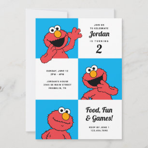 Invitation Rue Sésame - Elmo Colorblock Anniversaire