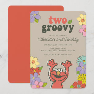 Invitation Rue Sésame Elmo Deux Floral Anniversaire Groovy