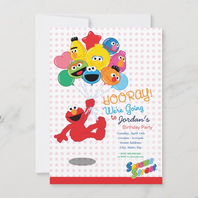 Invitation Rue Sésame | Elmo et Pals - Ballons d'anniversaire (Devant)