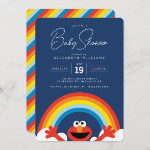 Invitation Rue Sésame Elmo Rainbow Boy Baby shower