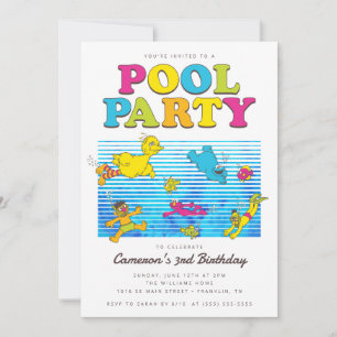 Invitation Rue Sésame Fête d'anniversaire d'été Piscine