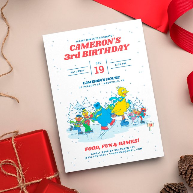 Invitation Rue Sésame | Fête d'anniversaire d'hiver (Créateur téléchargé)