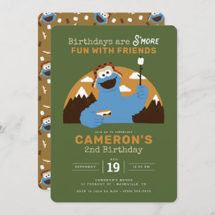 Invitation Rue Sésame - Monstre Cookies S'more Anniversaire