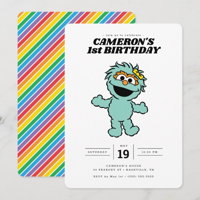 Invitation Rue Sésame Rosita - Anniversaire (Devant / Derrière)