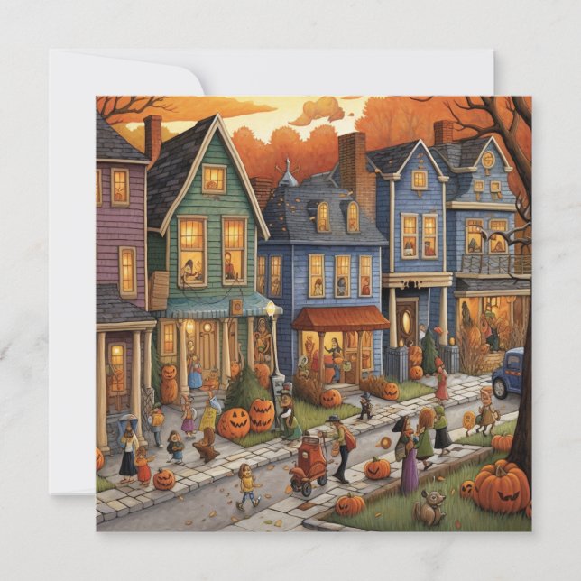 Invitation Rue Trick-or-Treat : Citrouille Patch Avenue (Devant)