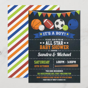 Invitation Rugby de basket-ball de baby shower d'All Star de