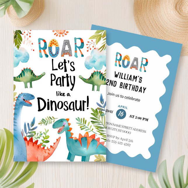 Invitation RUGIR! Dinosaur fête d'anniversaire (Créateur téléchargé)