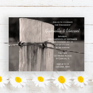Invitation Rural Fence Post Country Ranch Engagement Party