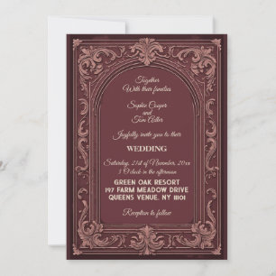 Invitation Rural Toile de Jouy Français Bourgogne Arche Ornée