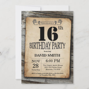 Invitation russe 16e anniversaire Bois Vintage