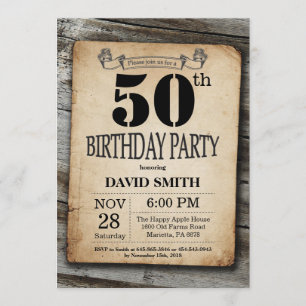 Invitation russe 50e anniversaire Bois Vintage