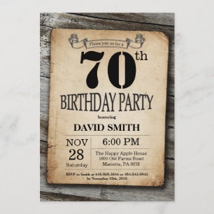 Invitation russe 70e anniversaire Bois Vintage