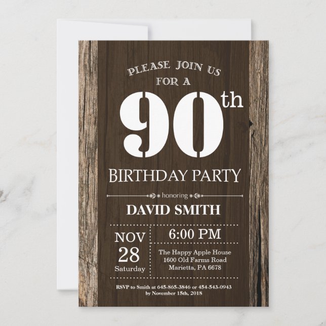 Invitation russe 90e anniversaire Bois Vintage (Devant)