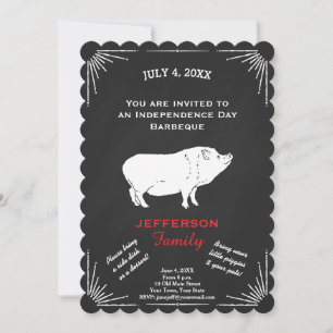 Invitation Russe Américain 4 juillet BBQ Party Piggy