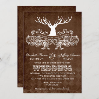 Invitation Russe Antler Deer Winter mariage de bois