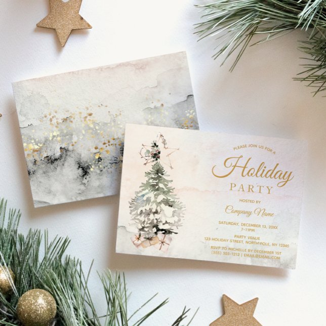 Invitation Russe Aquarelle Arbre Corporate Fête (Créateur téléchargé)