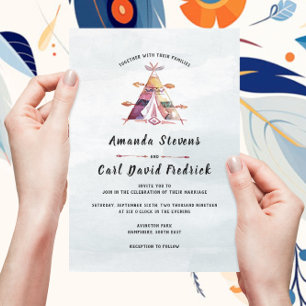 Invitation Russe Aquarelle Boho Tipi Tente Mariage