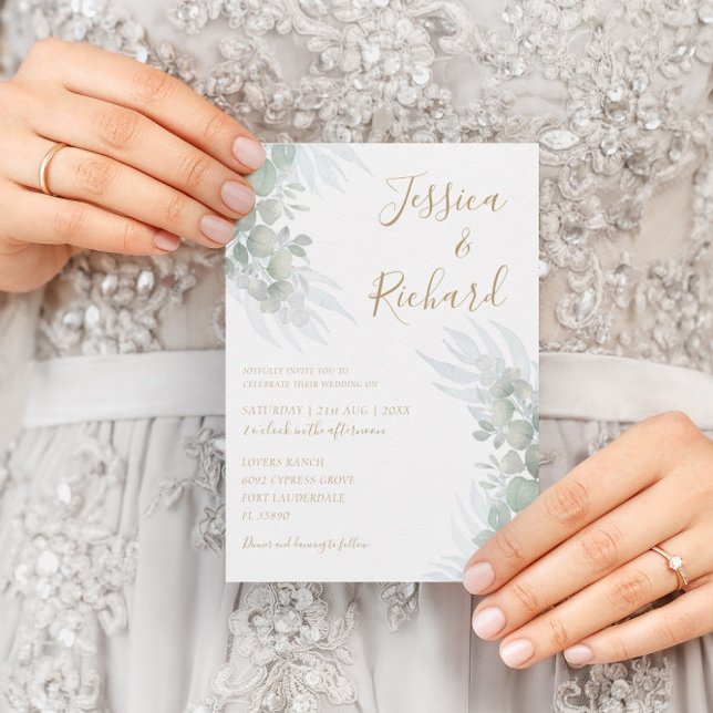 Invitation Russe Aquarelle Eucalyputus Sage Mariage vert (Créateur téléchargé)
