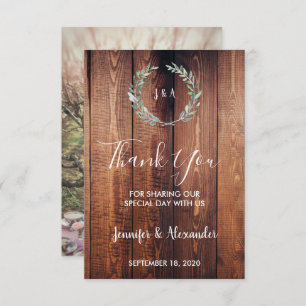 Invitation Russe aquarelle feuille Merci photo mariage