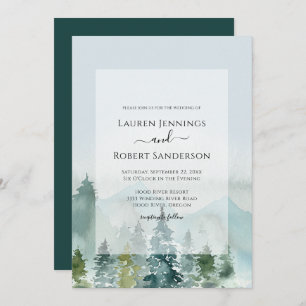 Invitation Russe Aquarelle Mariage de pin de montagne