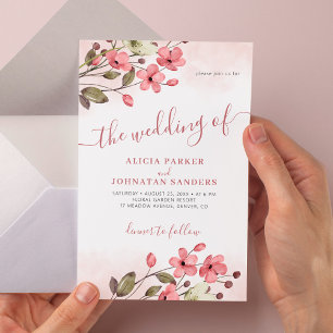 Invitation Russe aquarelle rose pâle mariage