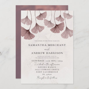 Invitation Russe aquarelle Terracotta Ginkgo Mariage