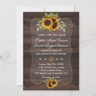 Invitation Russe aquarelle tournesol Mariage bois