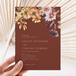 Invitation Russe Automne Floral Boho Terracotta Mariage