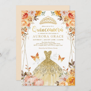 Invitation Russe Automne Floral Quinceañera Mis Quince Anos