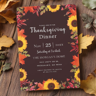 Invitation Russe Automne Floral Thanksgiving