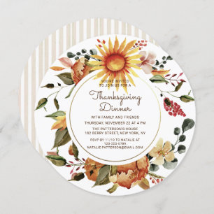 Invitation Russe Automne Floral Thanksgiving Dîner