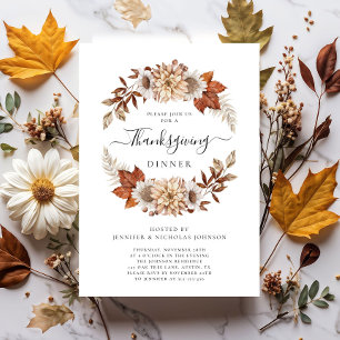 Invitation Russe Automne Floral Thanksgiving Dîner