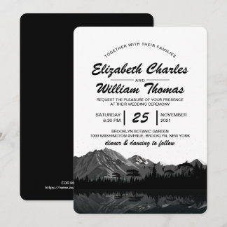 Invitation Russe Black & White Mountain Forest Mariage Invit