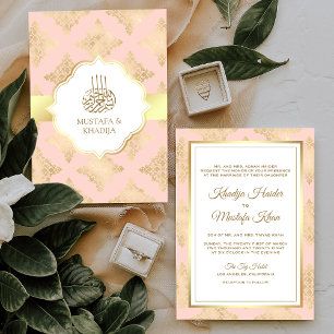 Invitation Russe Blush rose or Damask Mariage musulman