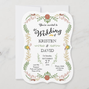 Invitation Russe Bohémien Automne Floral Mariage Wreath