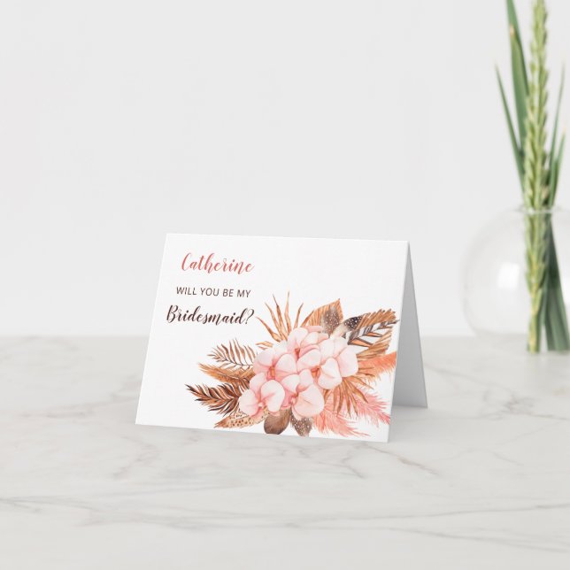 Invitation Russe Boho Blush Pampas Serez-Vous Ma Femme D'Accu (Devant)