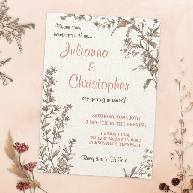 Invitation Russe Boho Fleur sauvage Mariage (Créateur téléchargé)