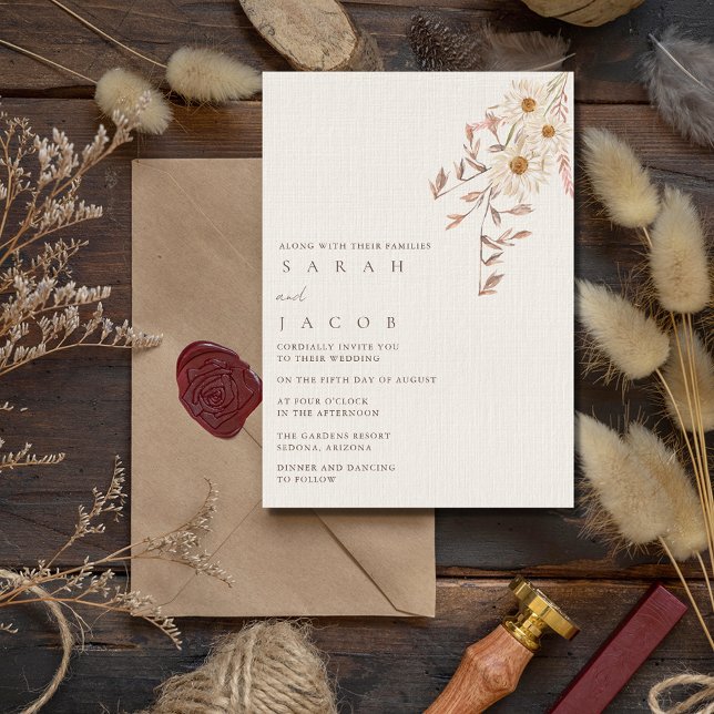 Invitation Russe Boho Fleur sauvage Mariage bohème (Rustic Boho Wildflower Bohemian Wedding Invitation)