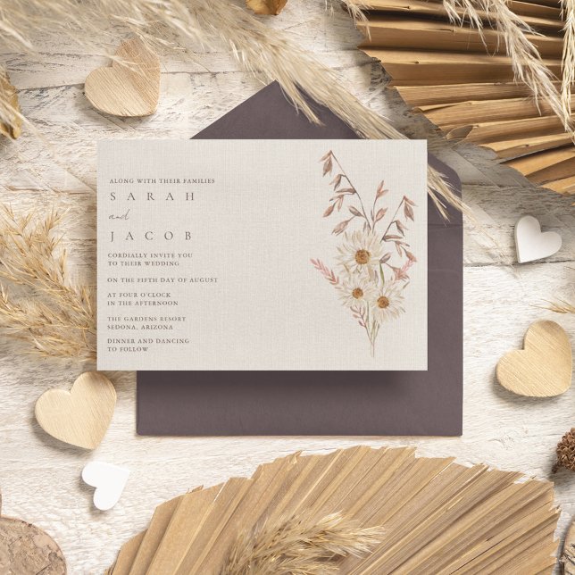 Invitation Russe Boho Fleur sauvage Mariage bohème (Rustic Boho Wildflower Bohemian Wedding Invitation)