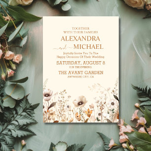 Invitation Russe Boho orange Aquarelle Bleu Mariage